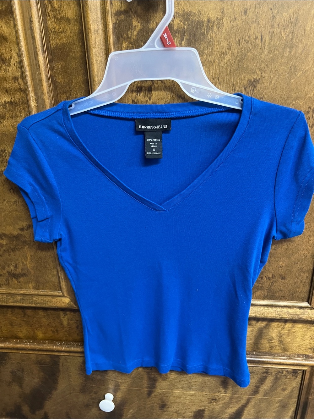 Express Royal Blue V-Neck Short Sleeve Tee